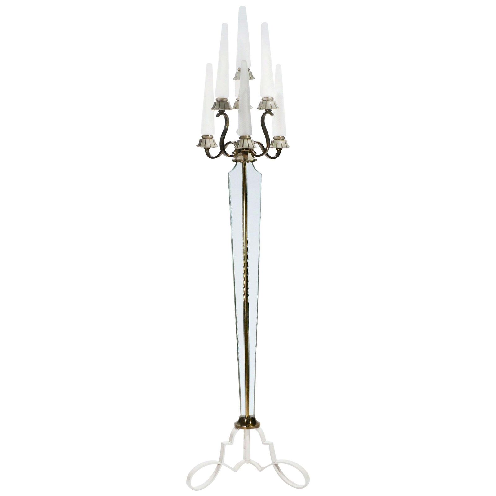 Lampadaire Ernest Sabino en bronze et cristal de Sèvres, années 1930 photo furniture
