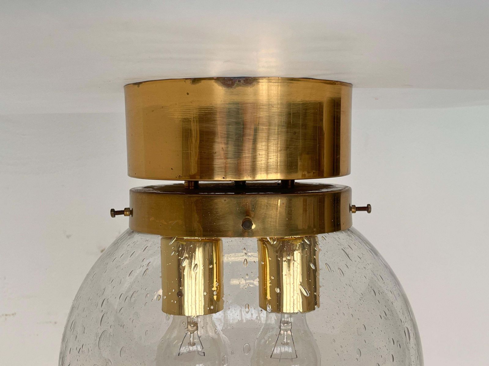 XXL Glazen Plafondlamp met Messing, Opbouwmontage van Kamenicky Senov – 10 stuks photo vintage
