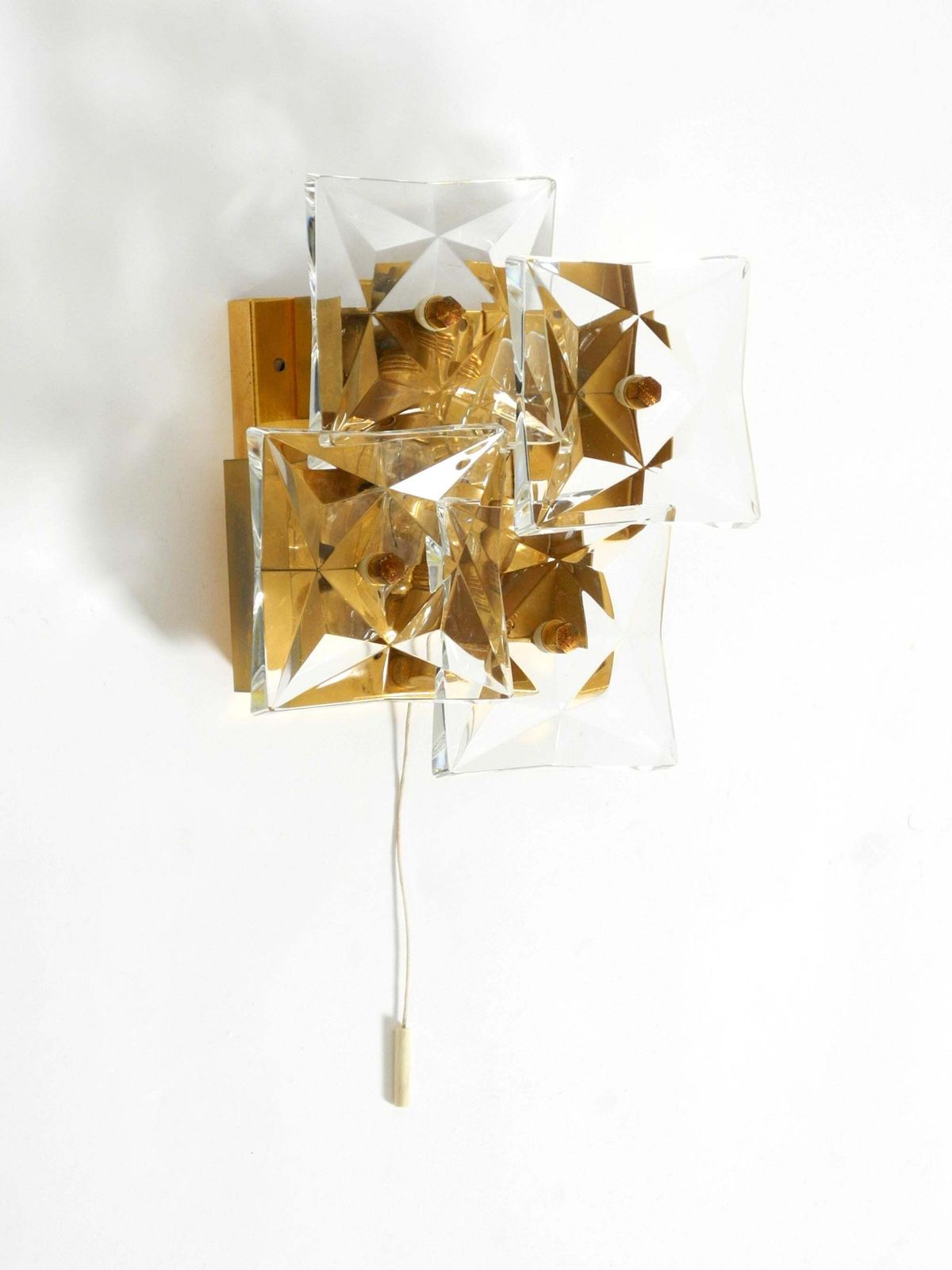 Original 1960s Kinkeldey Crystal Glass And Brass Wall Lamp In Mint Condition photo 613.0