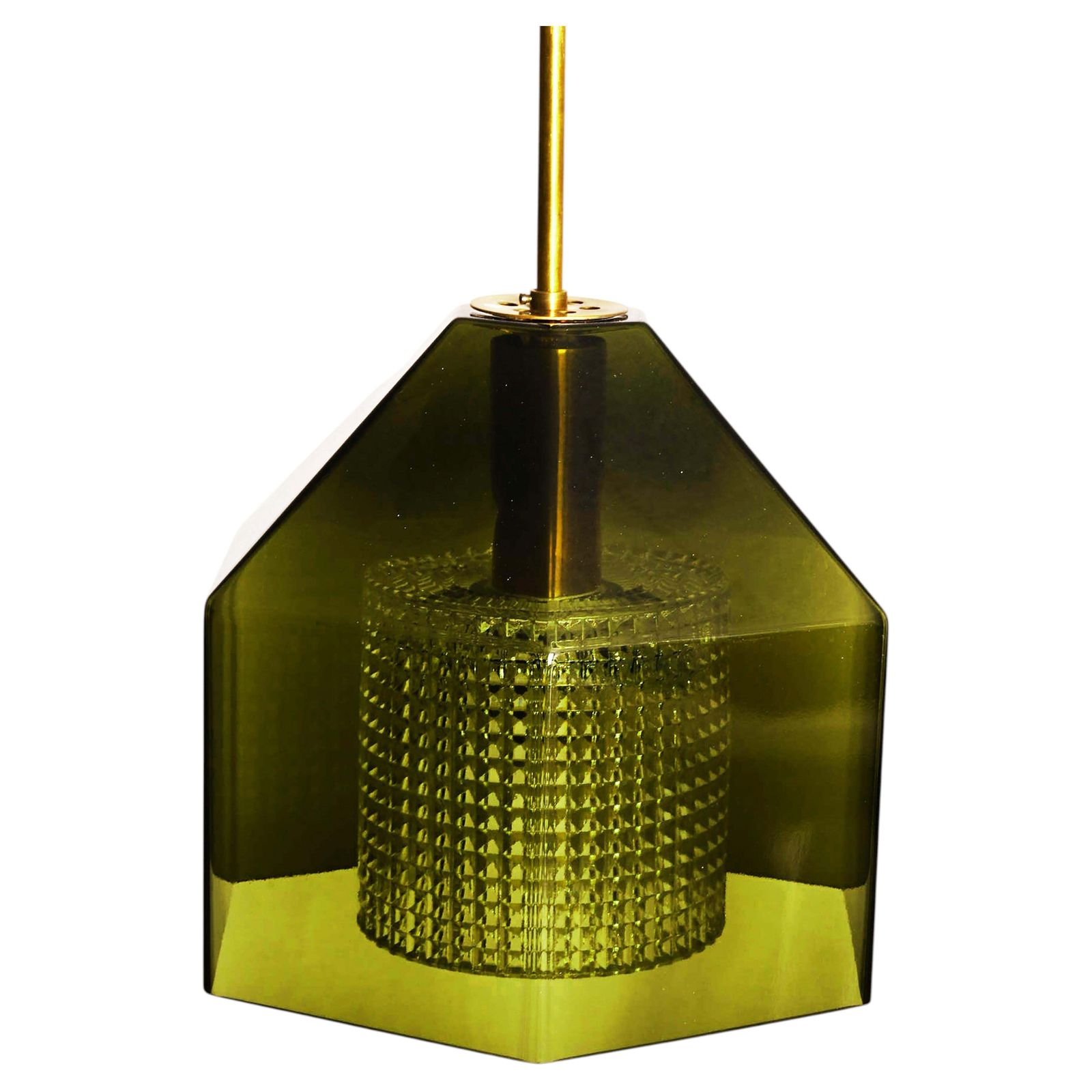 Groene en glaspersglas hanglamp van Carl Fagerlund