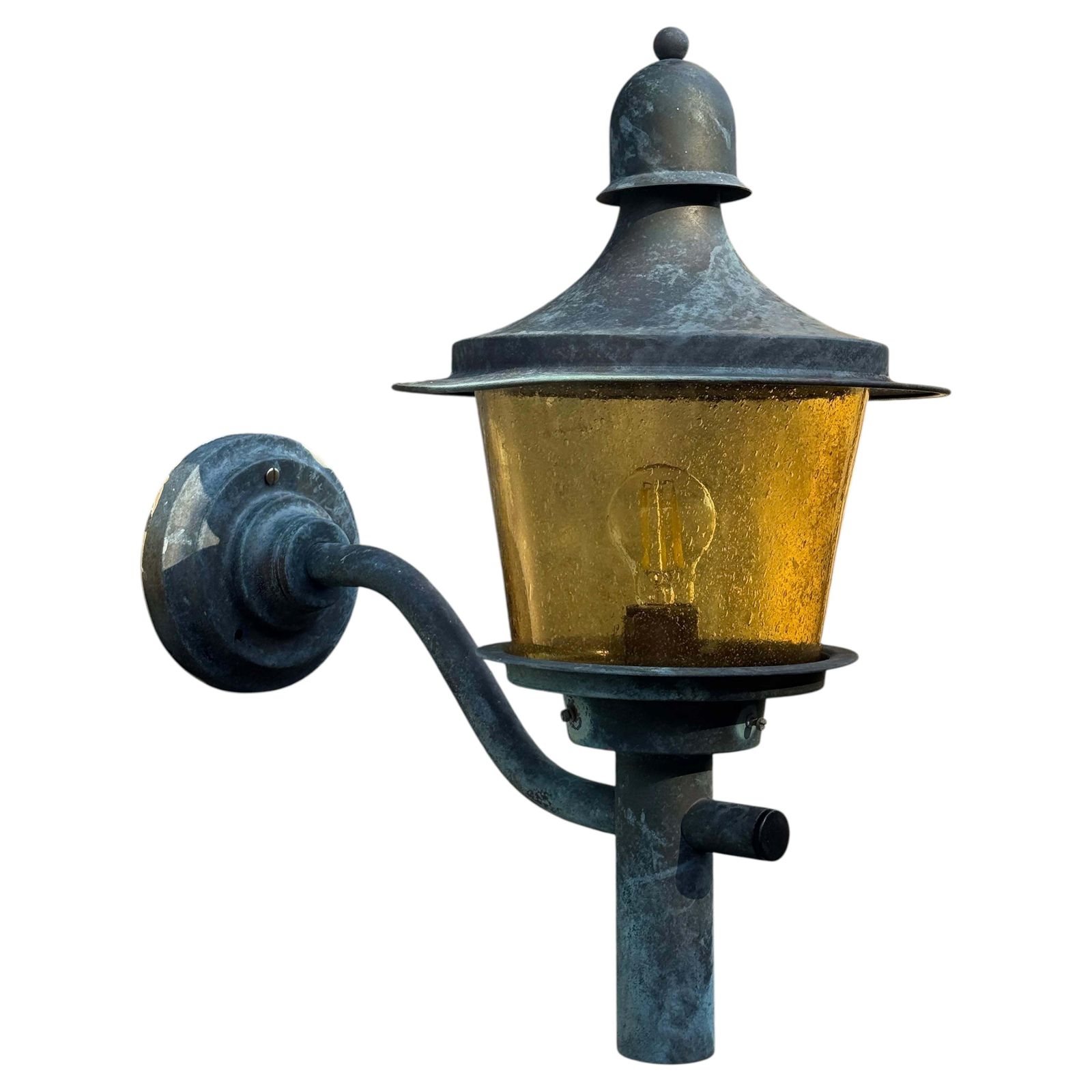 Brass Outdoor Wall Lamps With Yellow Glass Shades