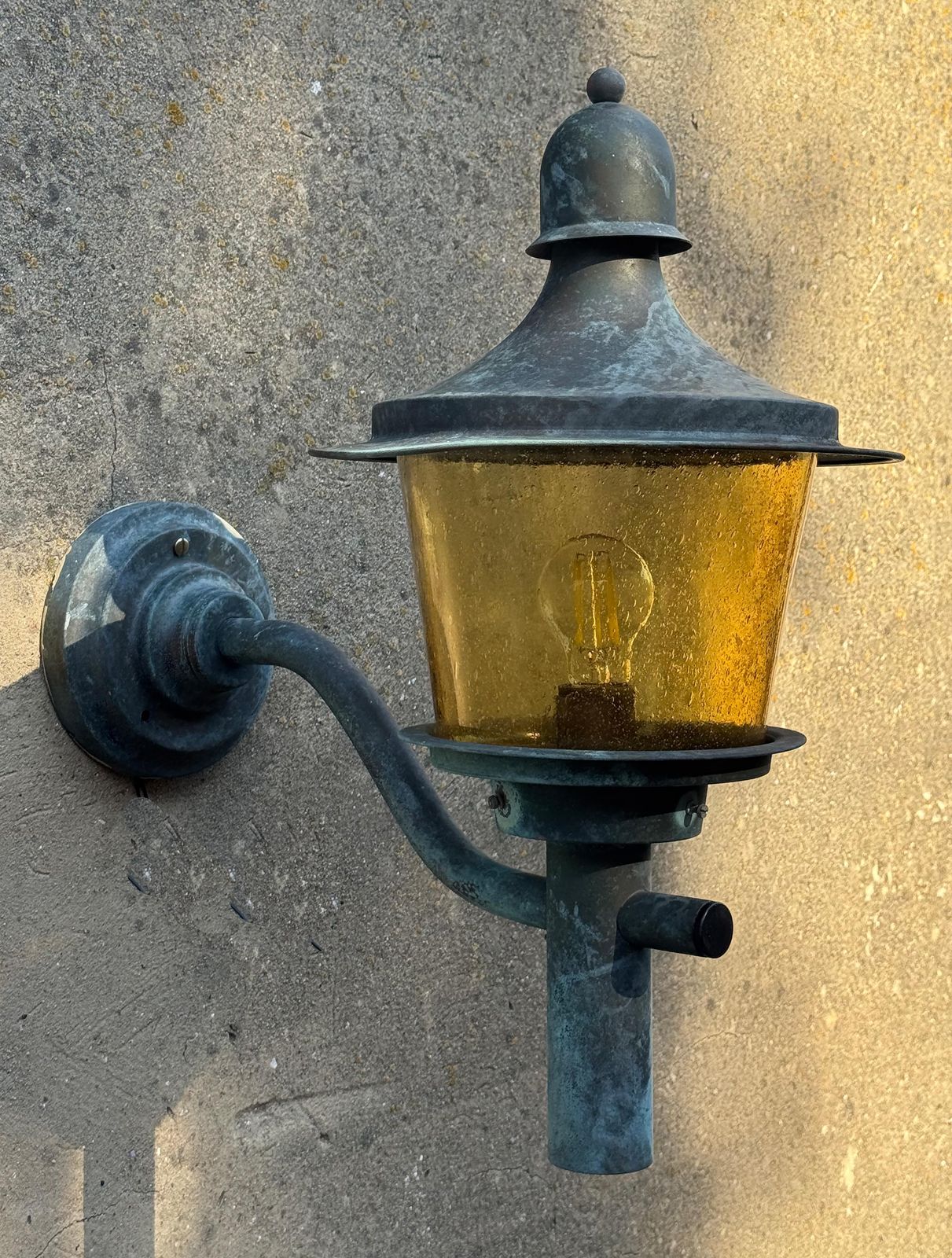 Garden Lighting Brass Outdoor Wall Lamps With Yellow Glass Shades photo