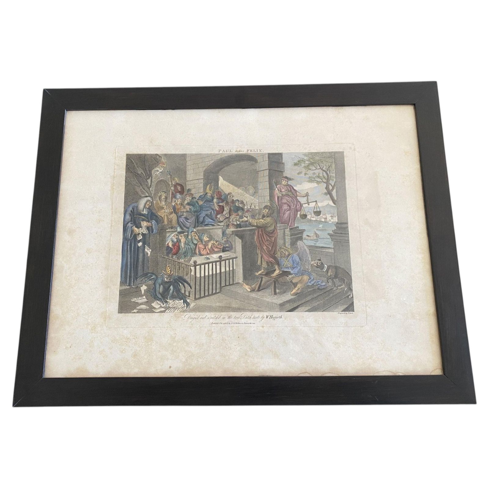 1803 Colorful Print On Paper By William Hogarth Hand Crafted, United Kingdom