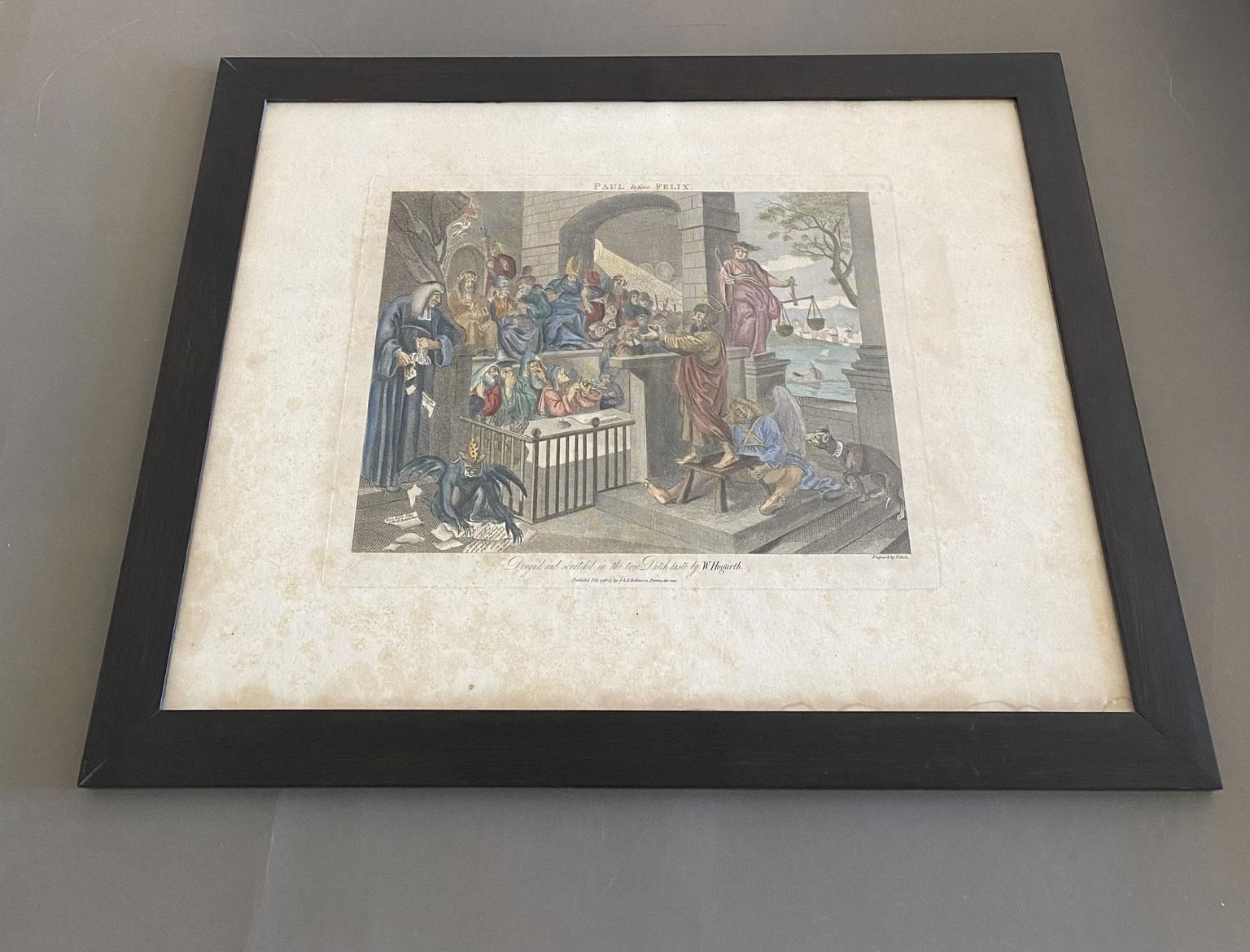 1803 Kleurendruk op papier van William Hogarth, handgemaakt, Verenigd Koninkrijk photo furniture