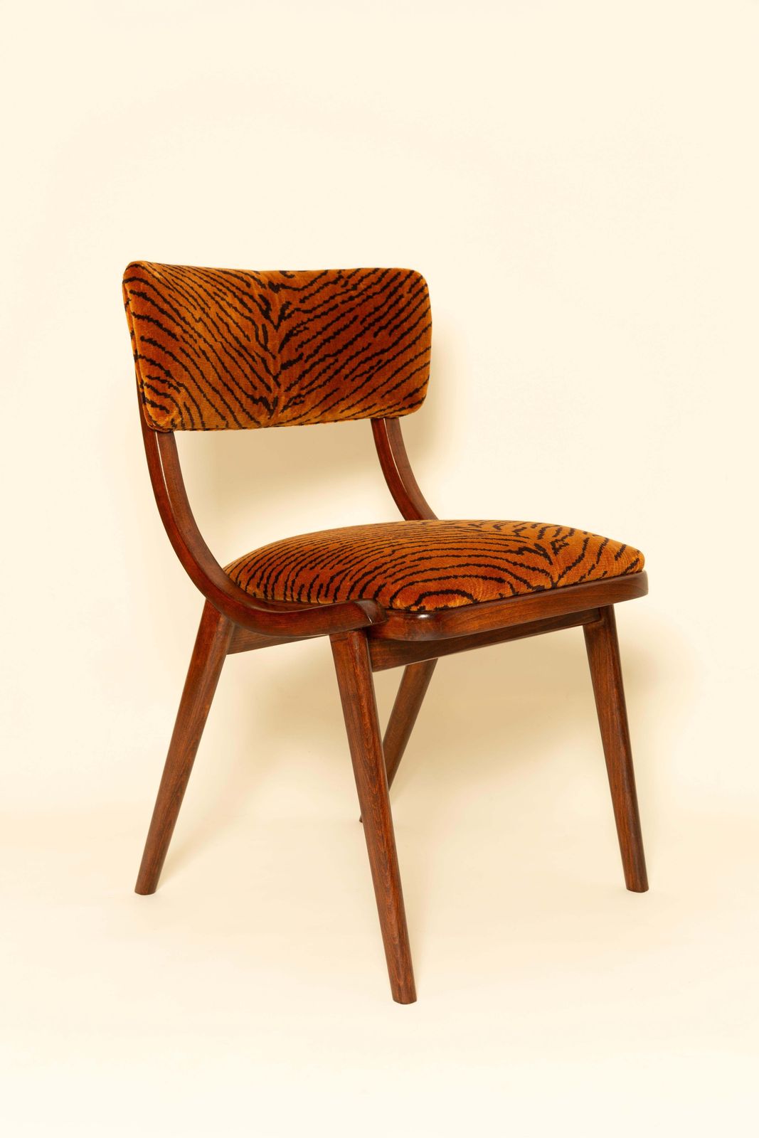 Four Mid Century Bumerang Chairs, Tiger Speaking Velvet   Dedar, Poland, 1960s photo furniture