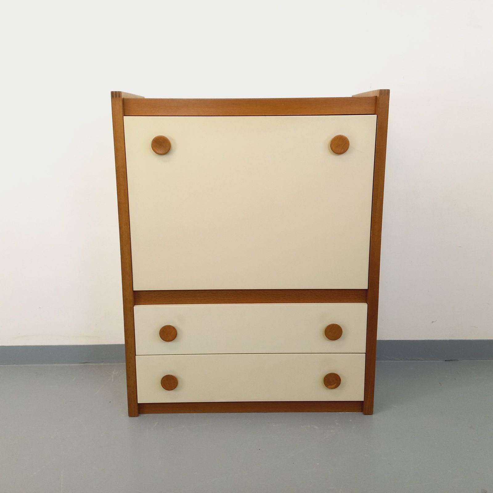 Secretaire in eiken en gebroken wit melamine photo furniture