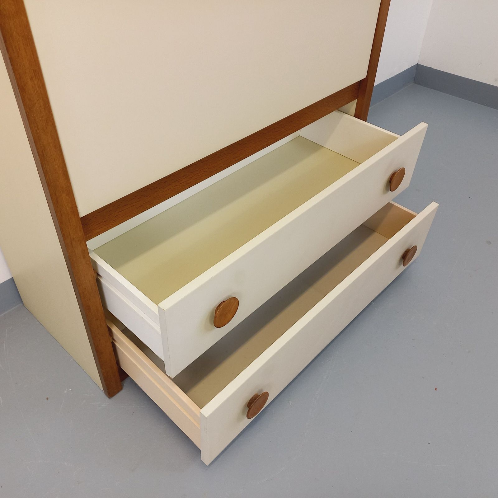 Secretaire in eiken en gebroken wit melamine photo Meubels