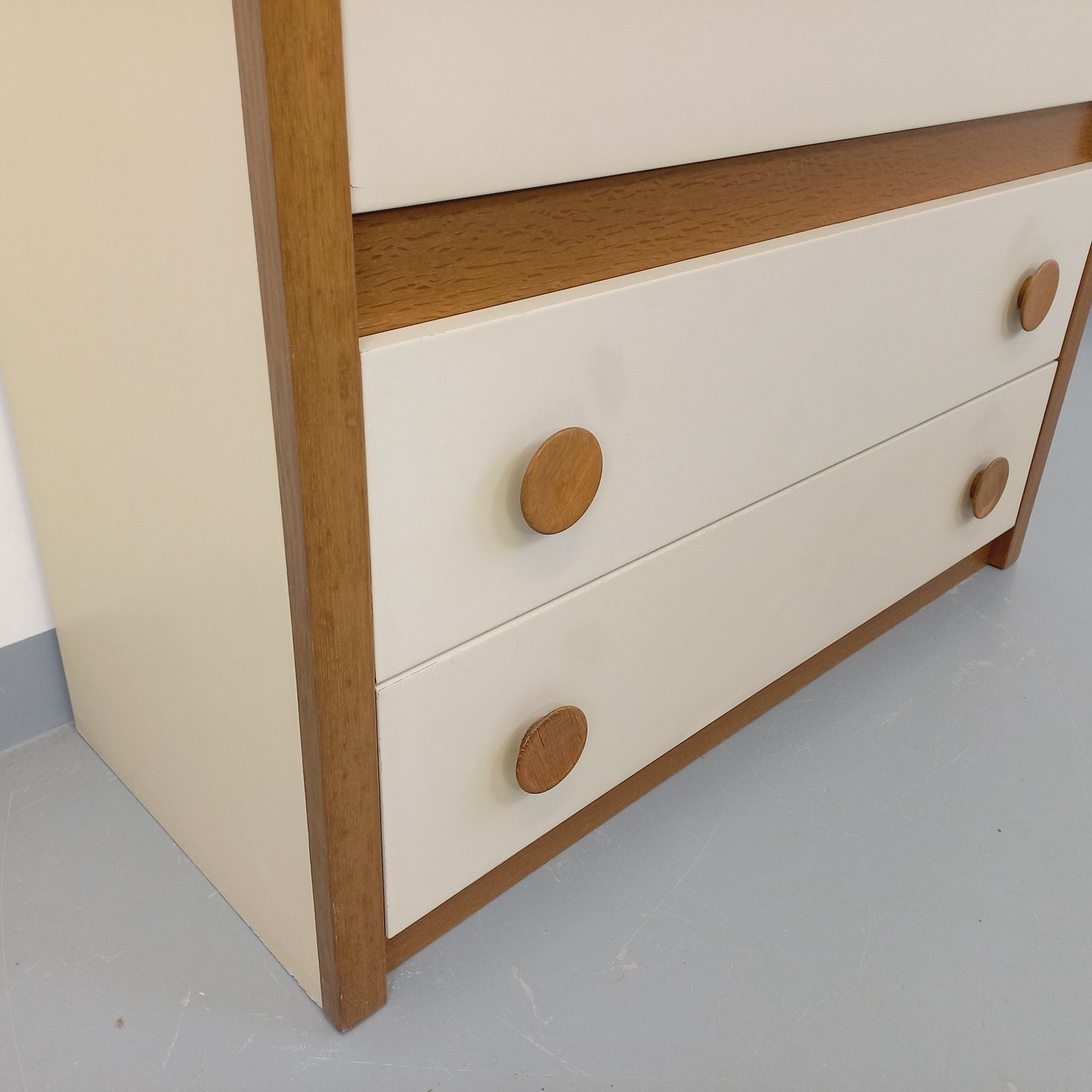 Secretaire in eiken en gebroken wit melamine photo buy