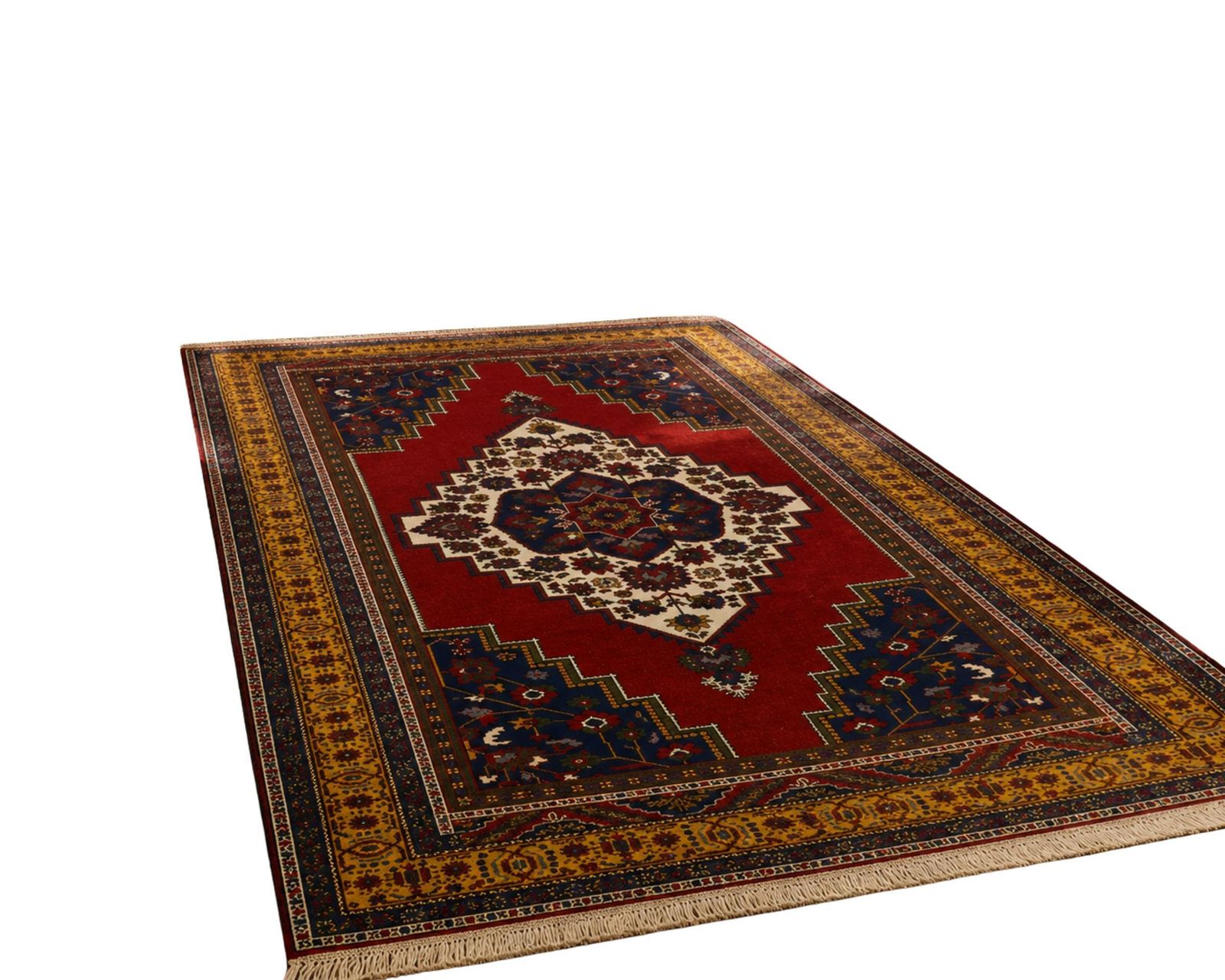 Tapis en laine turc tissé main 325 x 210 cm, grand tapis vintage rouge et bleu à motifs géométriques photo vintage