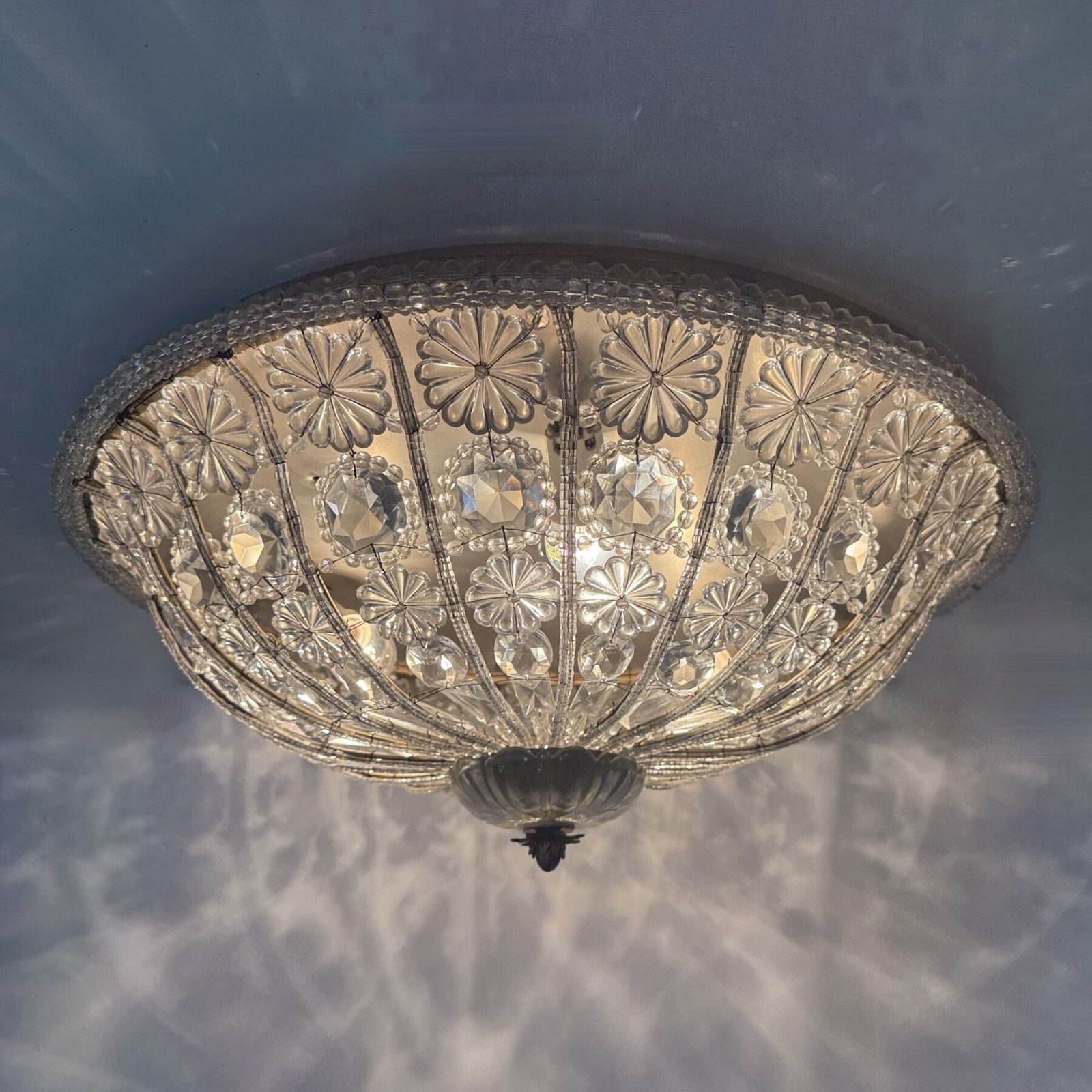 Grote kristallen plafondlamp van Banci Italy, ca. jaren 1960 photo for sale