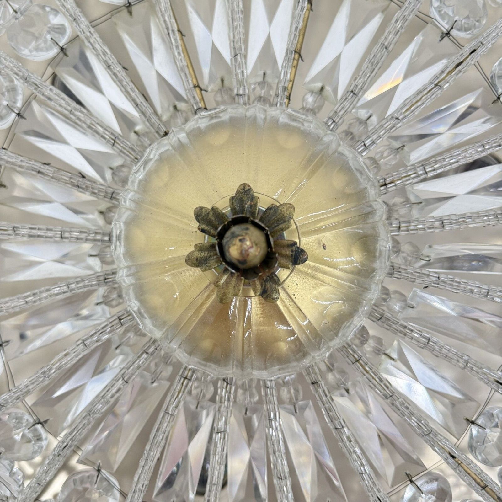 photo vinterior Large Crystal Banci Italy Ceiling Lamp , 1960’s
