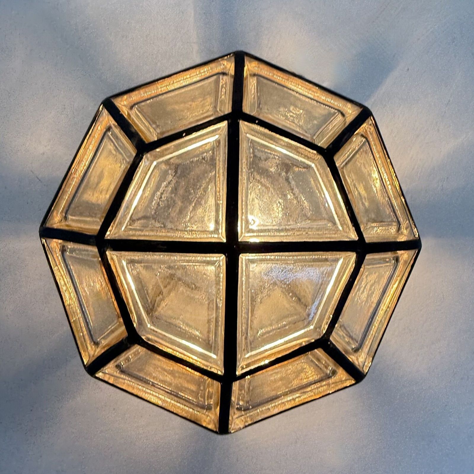 1 van 2 Limburg Glashütte glazen plafondlamp, opbouwmodel, jaren 1970 photo buy