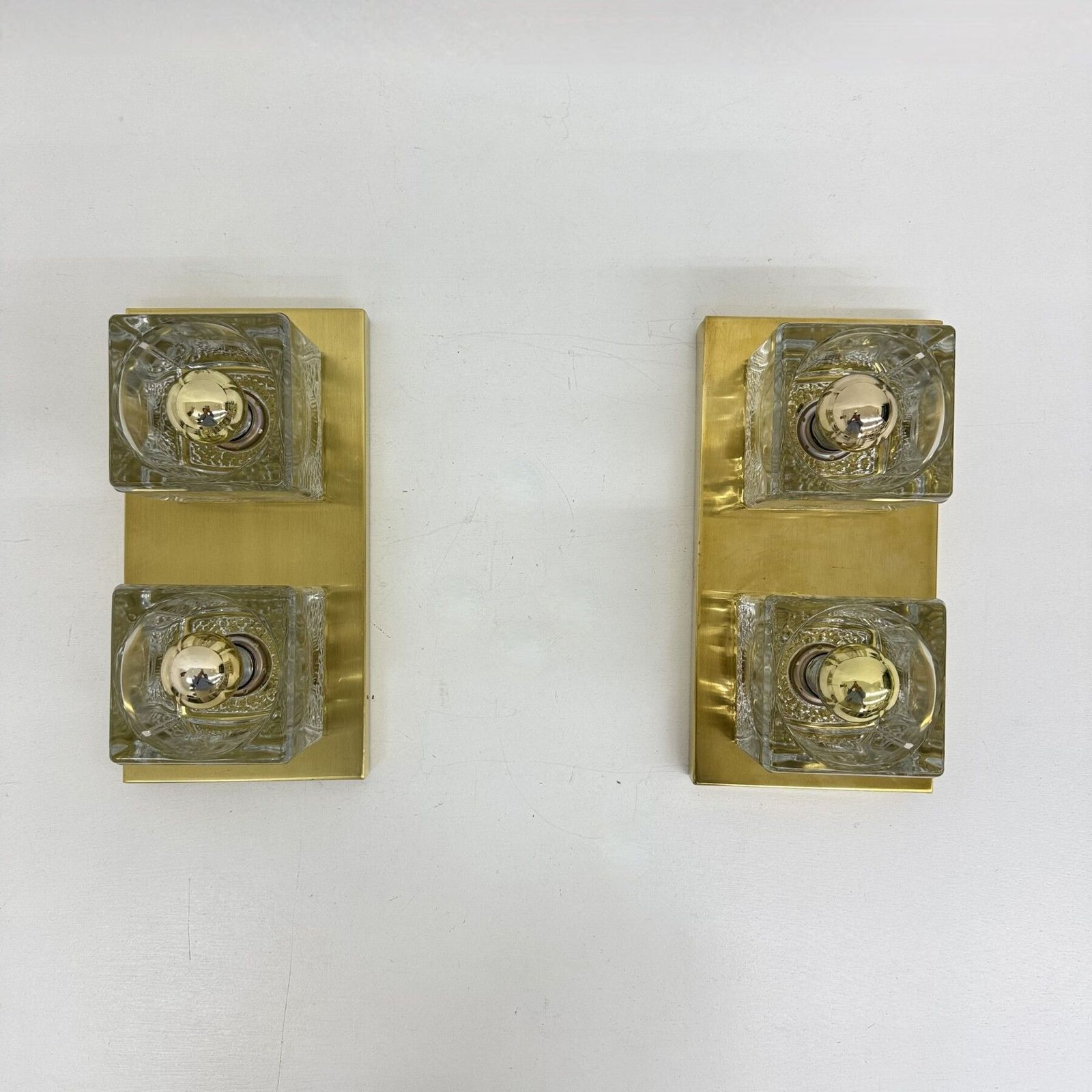 Paar Peil & Putzler ijsblokglas wandlampen, jaren 1970