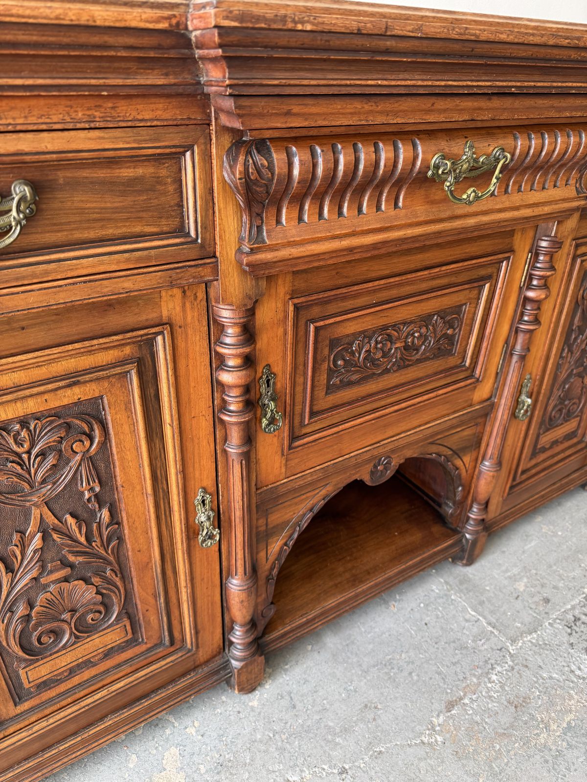 Large Antique Breakfront Sideboard With Drawers photo buy
