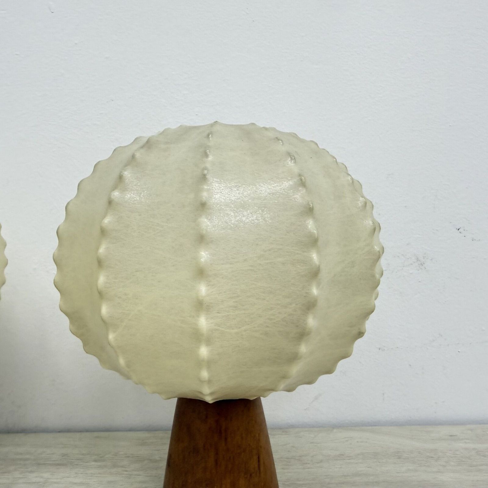 photo for sale Pair Of Goldkant Leuchten Cocoon With Teak Base Table Lamps , 1970s