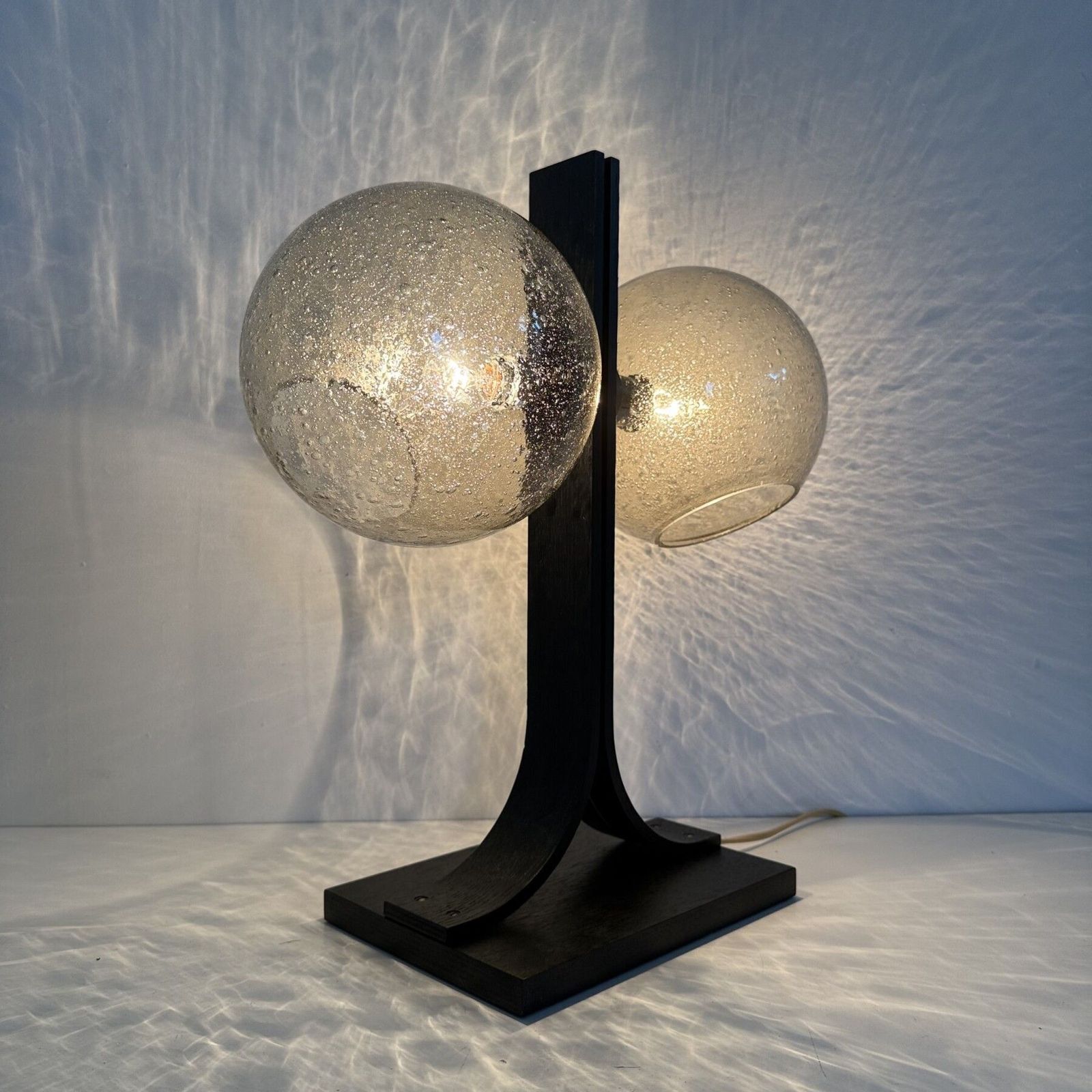 Temde Leuchten Table Lamp With Plywood And Glass Spheres , 1970s photo vinterior
