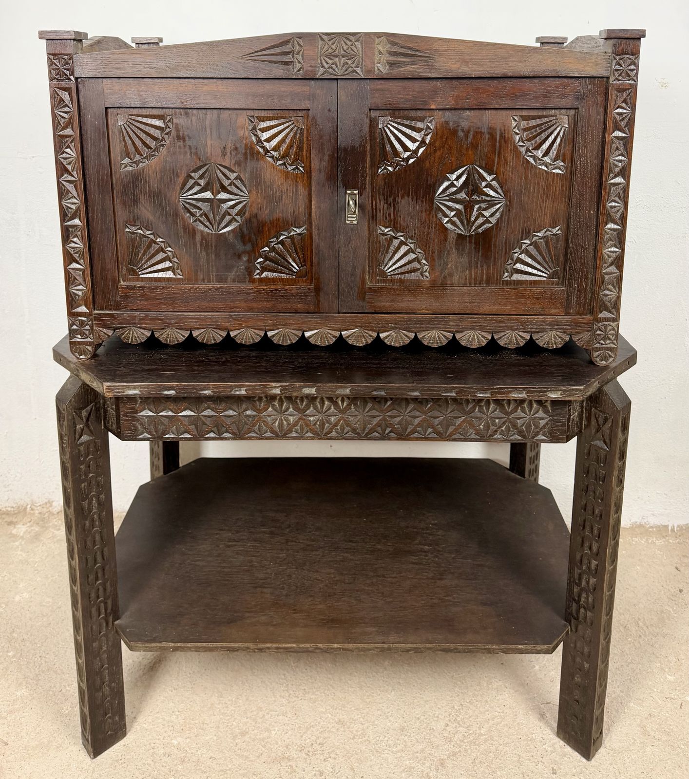 Spanish Carved Oak Bargueño On Stand, 20th Century photo furniture
