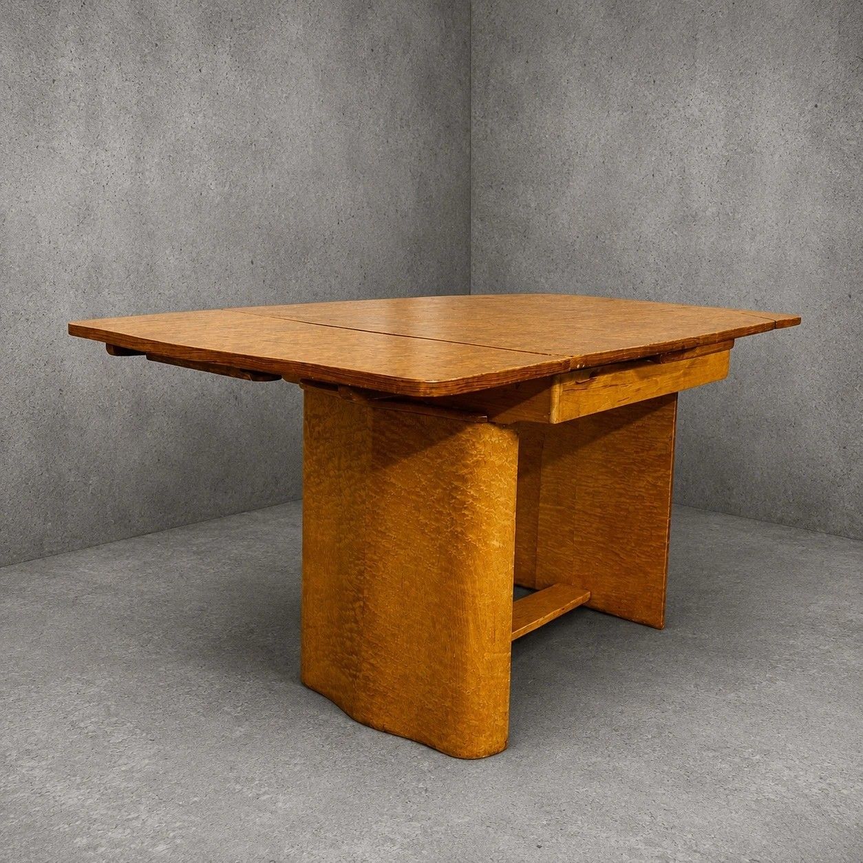 Art Deco Bird’s Eye Maple Draw Leaf Extending Dining Table photo furniture