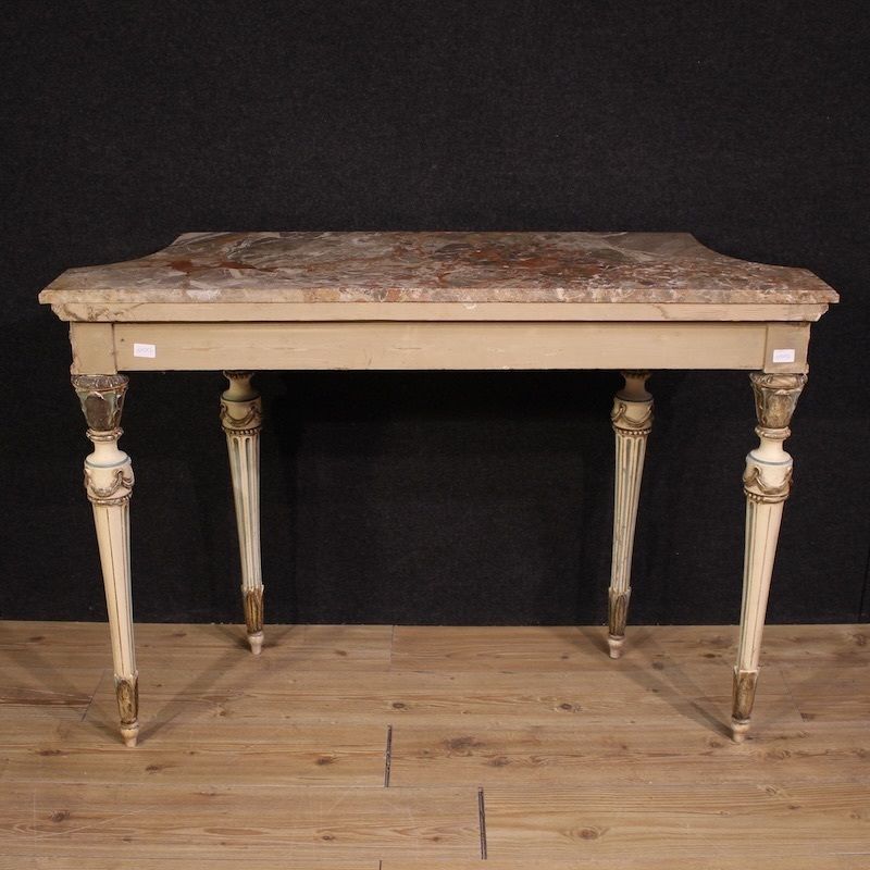 photo furniture Italian Lacquered Louis XVI Style Console With Marble Top
