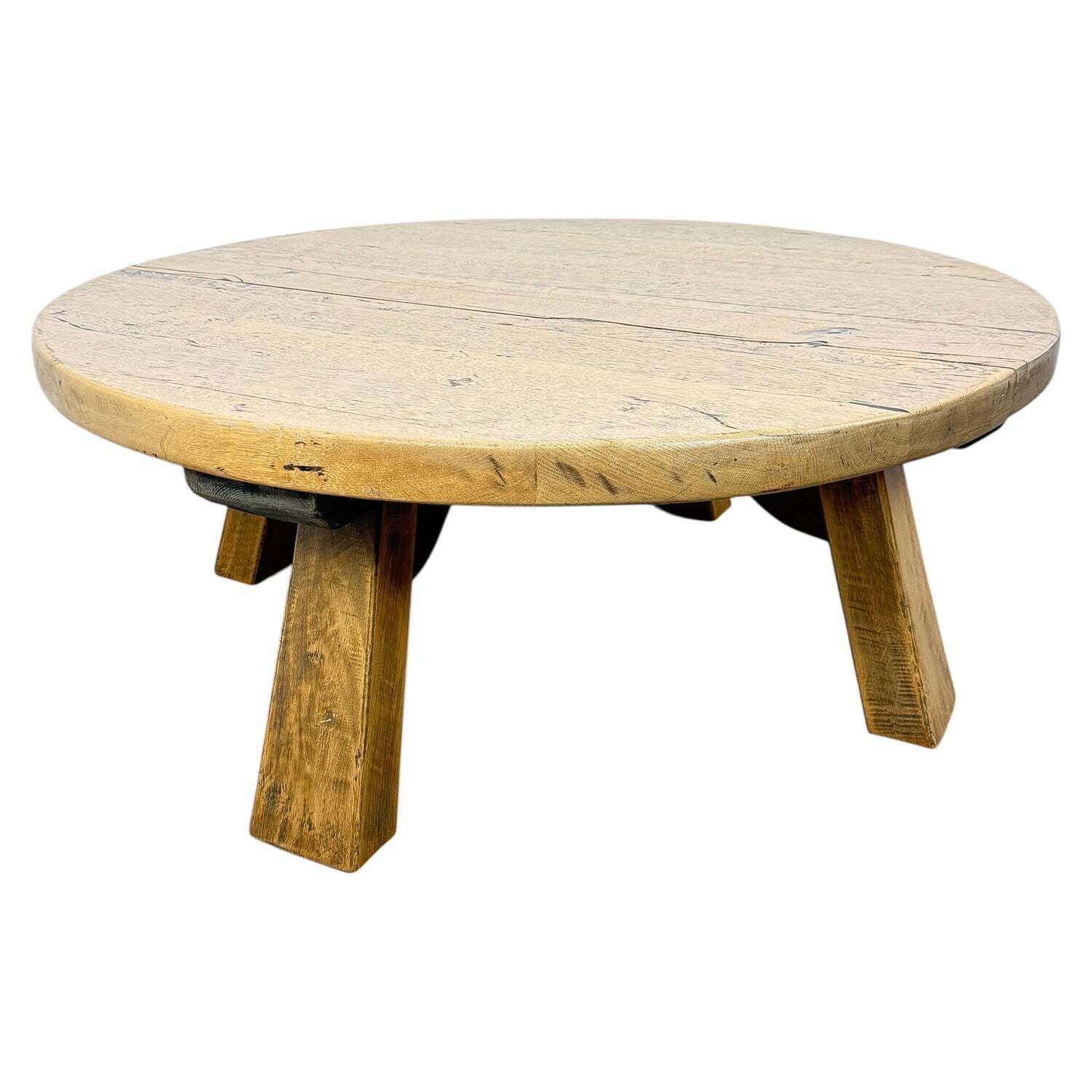 Vintage Brutalist Ronde Eiken Salontafel photo 421.0