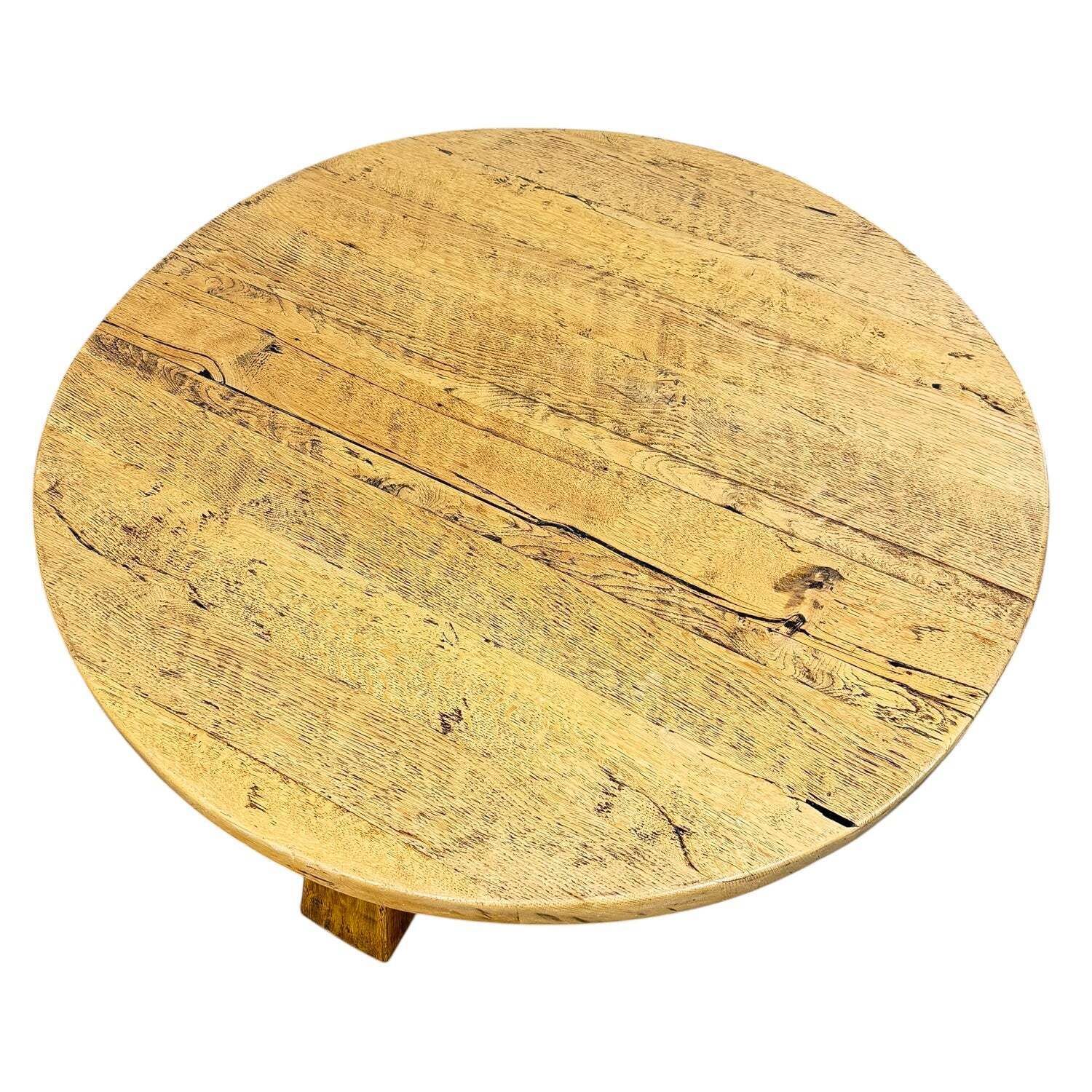 Vintage Brutalist Round Oak Coffee Table photo buy