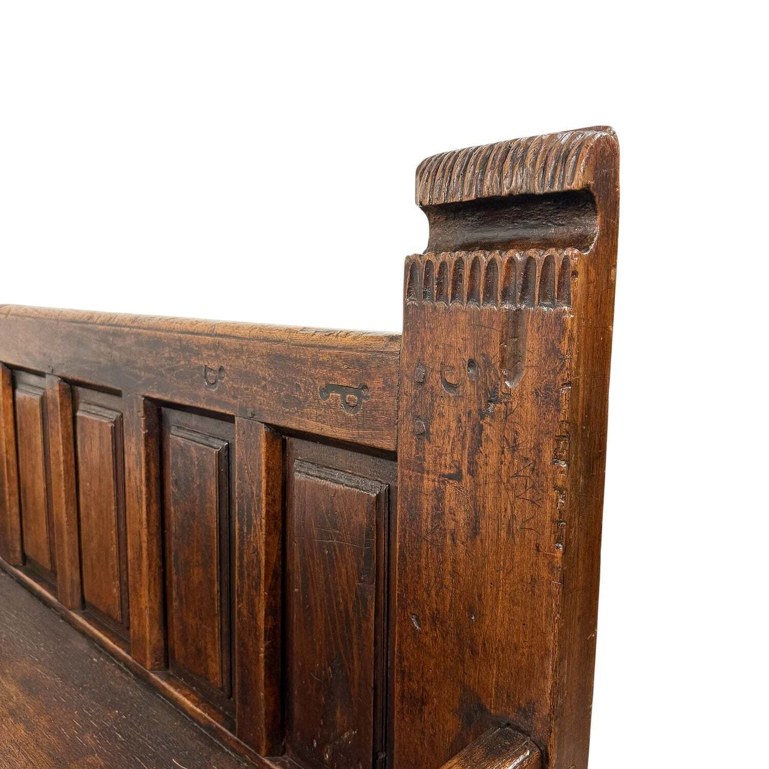 1010.0 Antiek Traditionele Spaanse Eikenhouten Bank photo