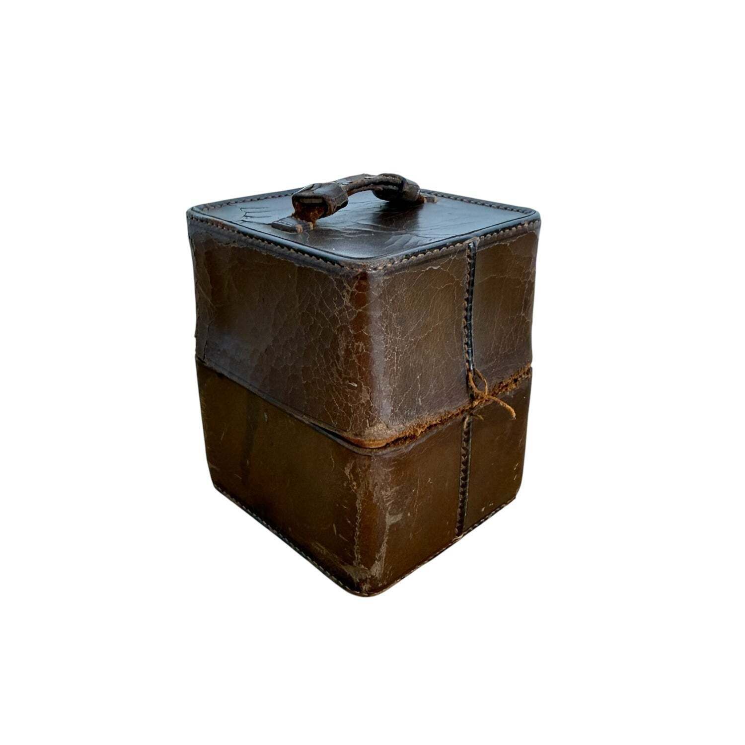 Antique Travel Perfume Bottles In Leather Case photo Home Decor