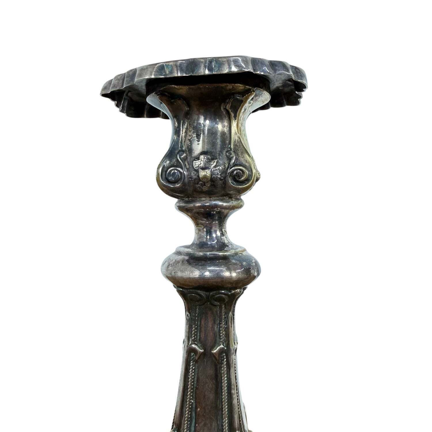 Paar Art Nouveau verzilverde kandelaars photo Woonaccessoires