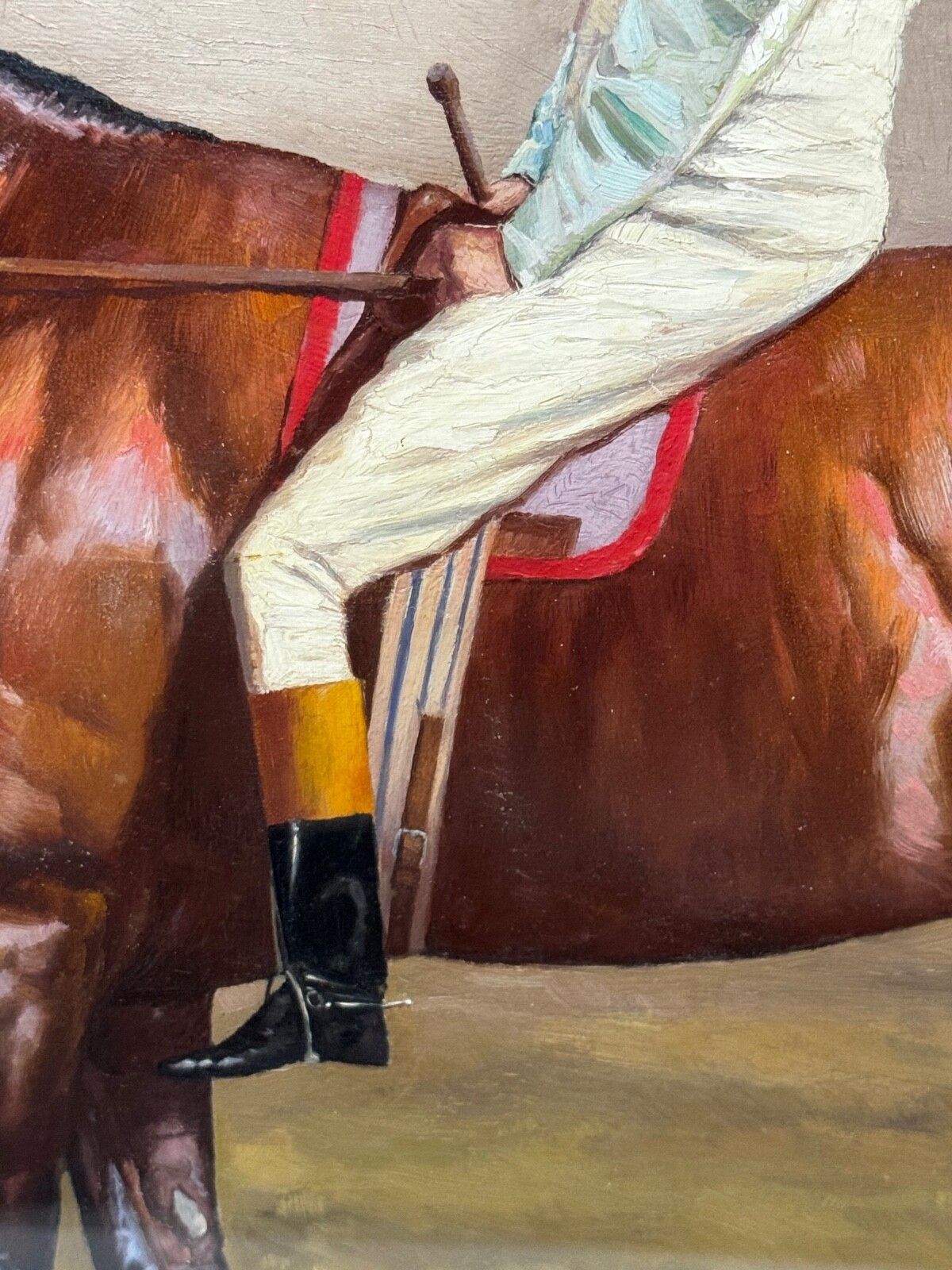 65000.0 Large Equestrian 19th Century Oil Painting Derby Winner Horse Melton & Jockey Fred Archer Up C.1885 photo