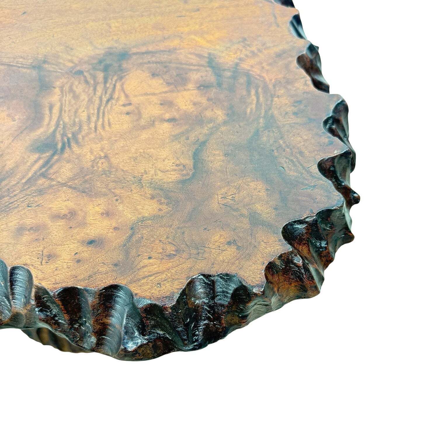 Vintage Brutalist Hand Carved Organic Side Table photo vinterior