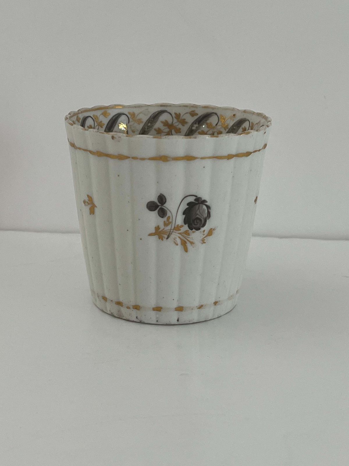 Chamberlains Worcester Coffee Can Porcelain Vertical Flutes, Gilded Ptn, Ca 1790 photo Home Decor