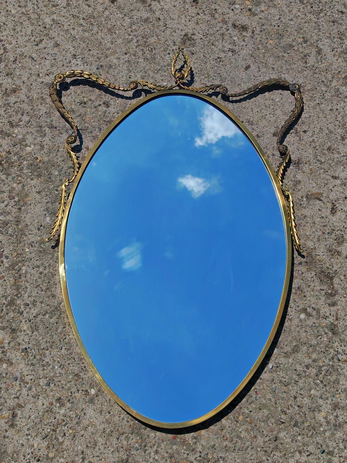 Lavish Hollywood Regency Mirror In Brass, Italy 1940s photo Home Decor
