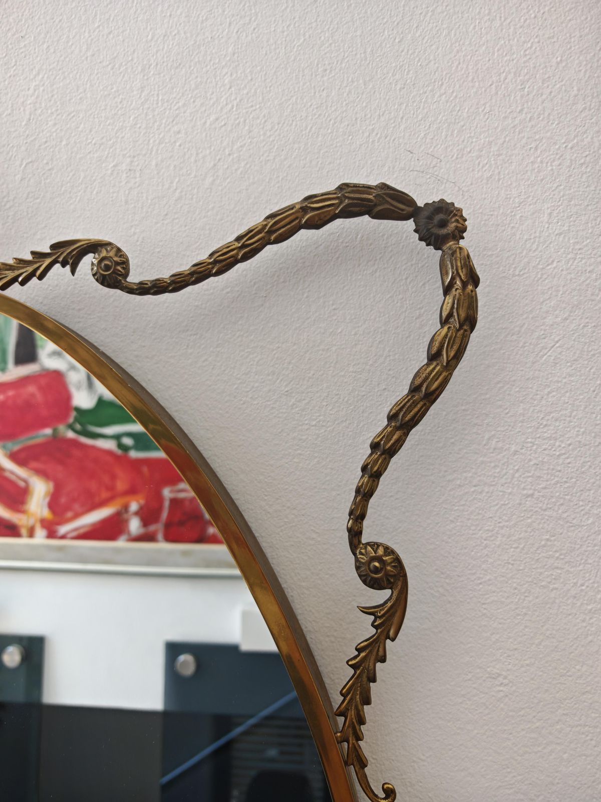 photo for sale Lavish Hollywood Regency Mirror In Brass, Italy 1940s