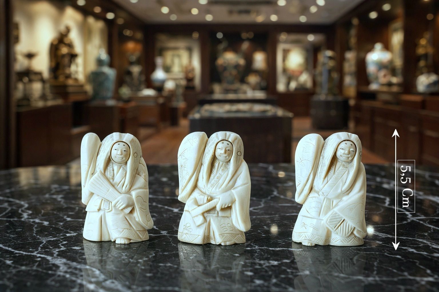 Set Of Three Netsuke Sculptures   Face That Turns   Japan Meiji Period ( 1868 1912 )