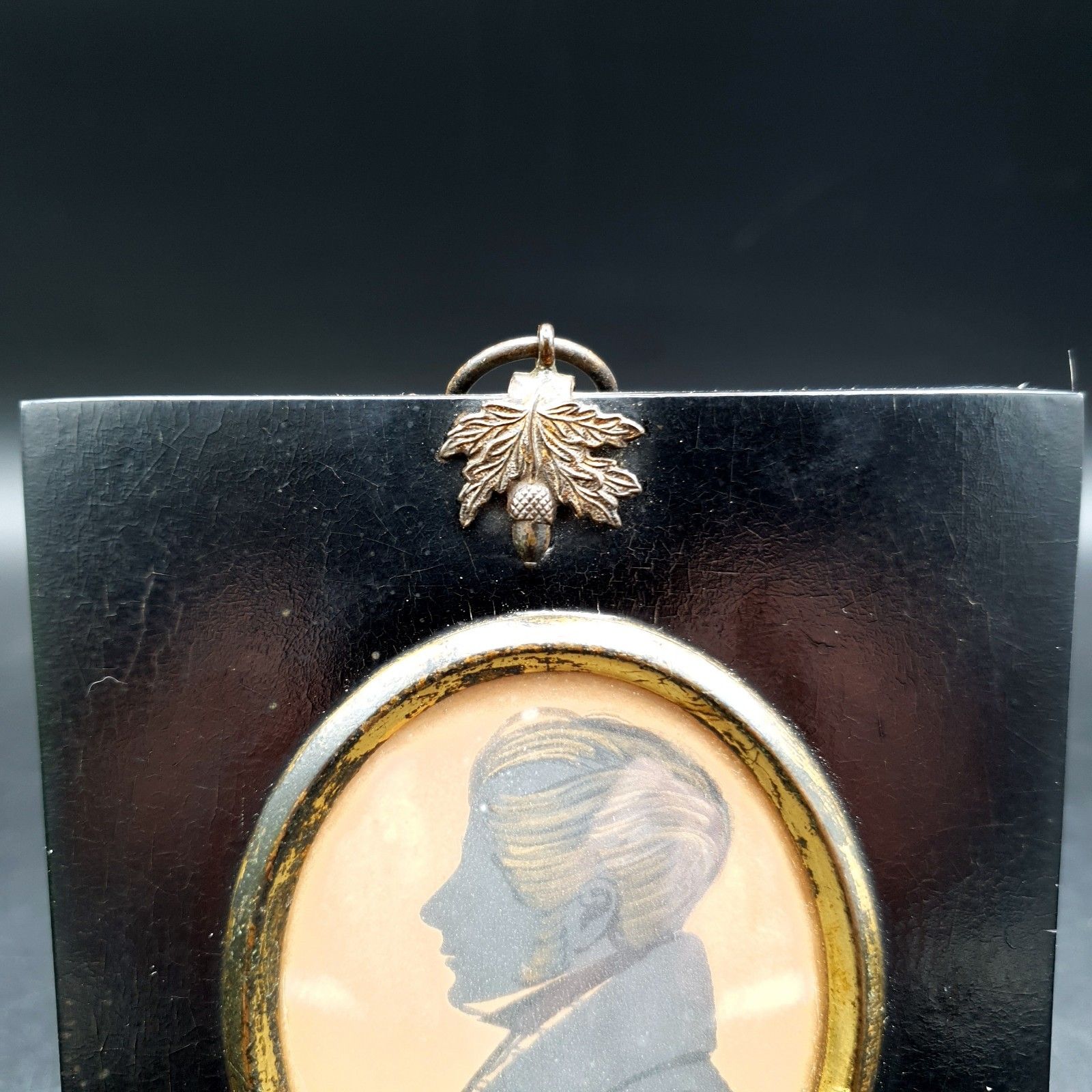 Antique 19th Century Profile Portrait Ink Profile Silhouette Gentlemen Regency photo furniture