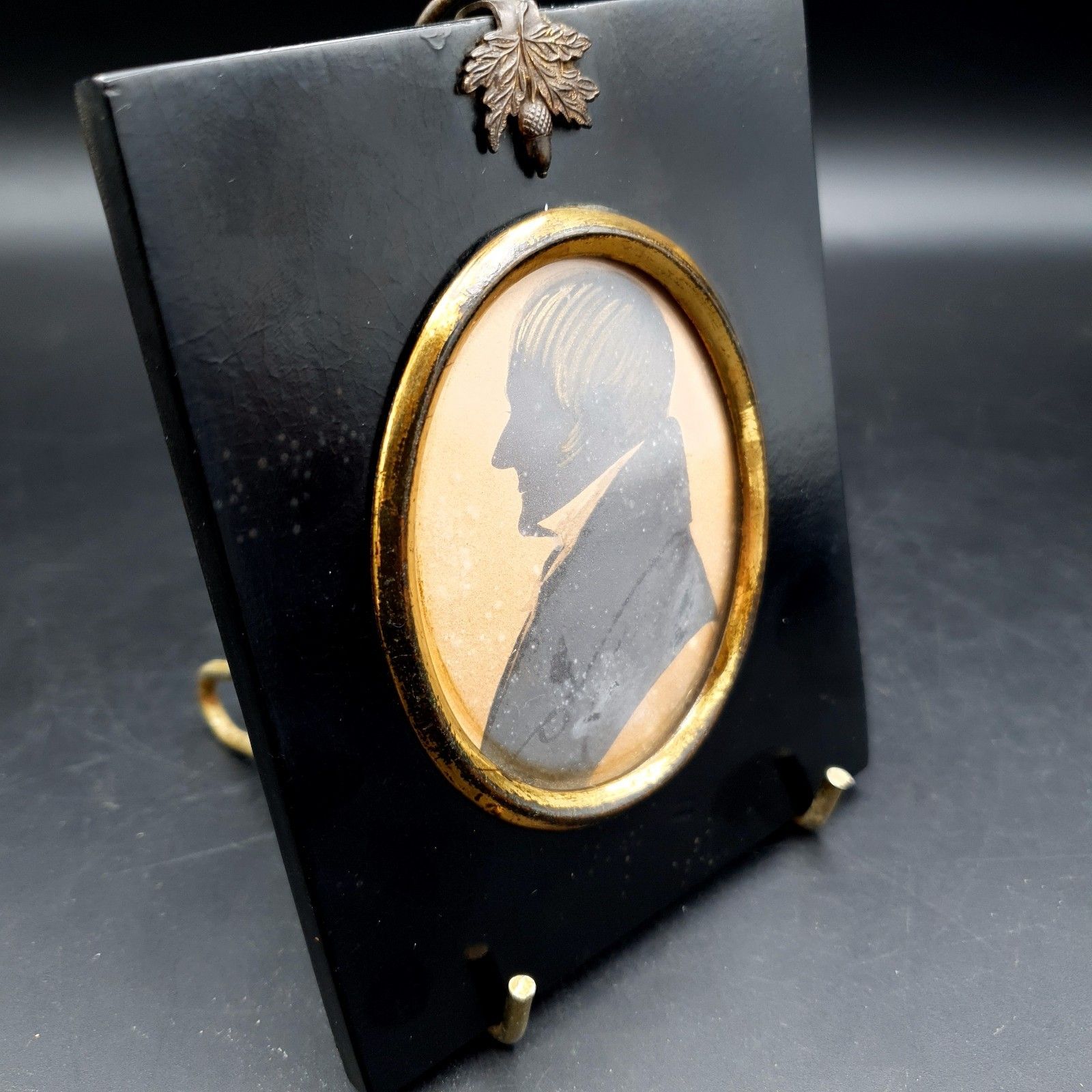 Antiek profielportret, inkt silhouet, heer, Regency, 19e eeuw photo 130.0