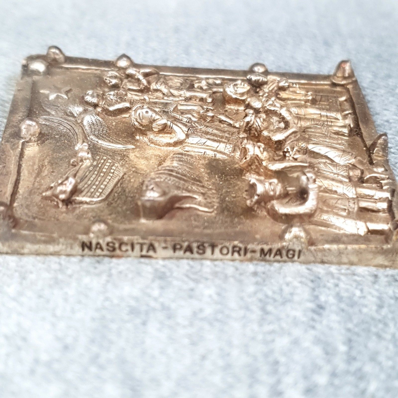 Fidia Gallery 925 Zilveren Plaquette Vlucht naar Egypte Italië Zeldzaam 24.5cm Vierkant Ca. 1990s photo 120.0