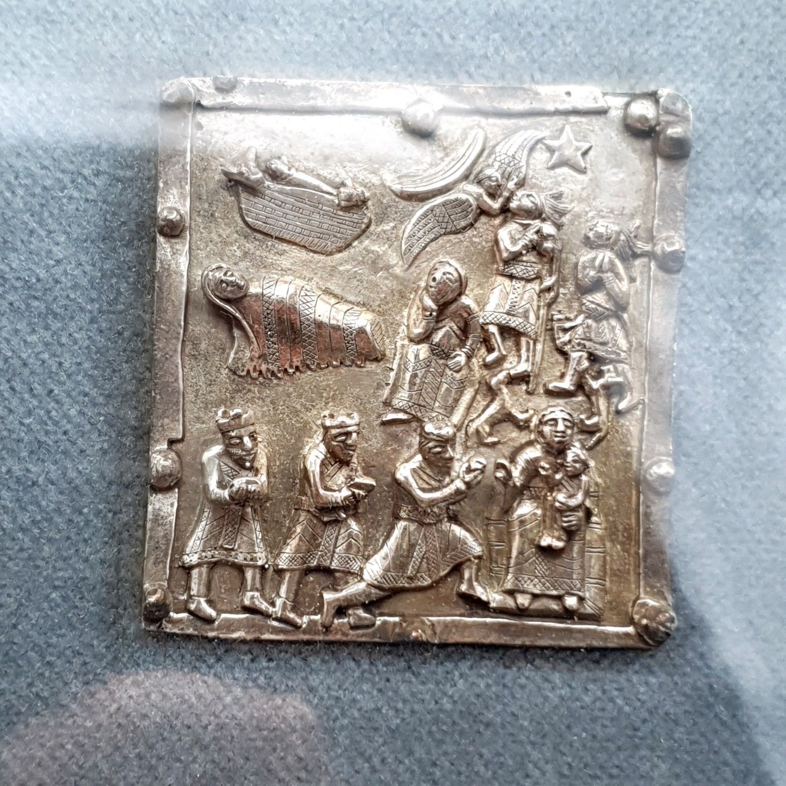 Kunst Fidia Gallery 925 Zilveren Plaquette Vlucht naar Egypte Italië Zeldzaam 24.5cm Vierkant Ca. 1990s photo