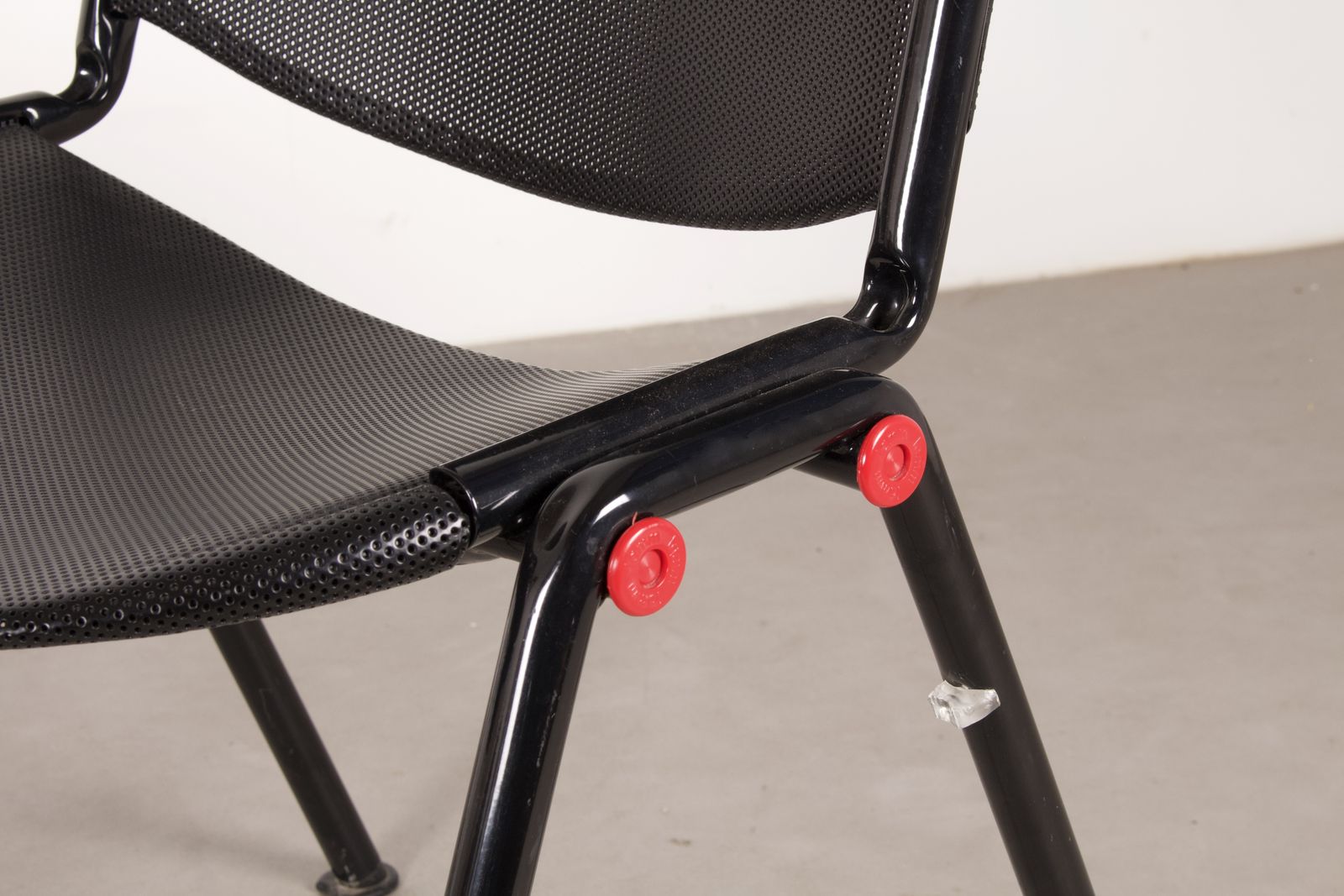 Pair Of Italian Modulamm Black Metal Stacking Chairs By Lamm Parma, 1970s photo for sale