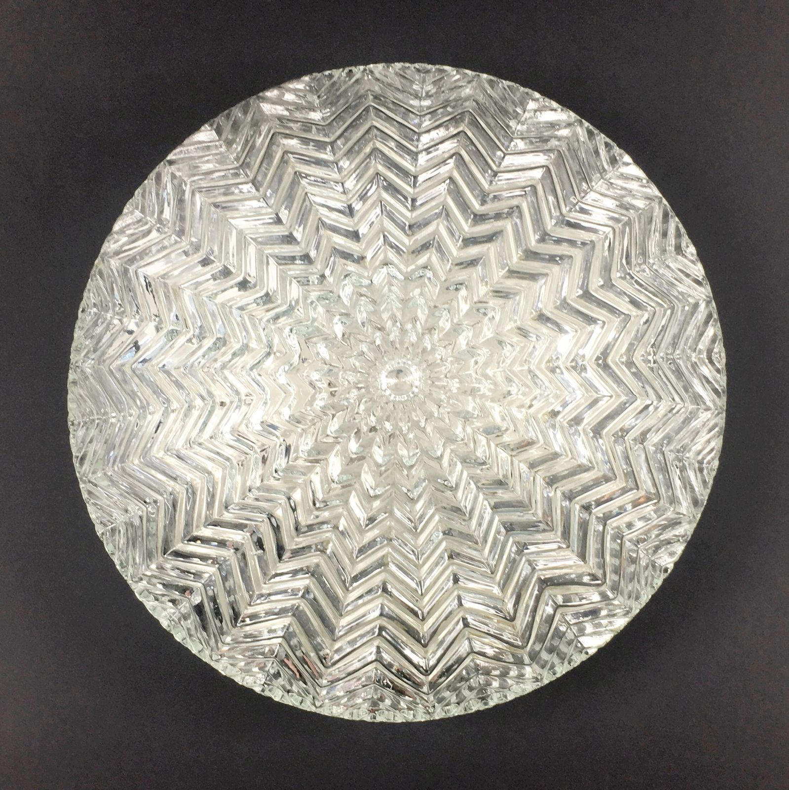 Mid Century/Art Deco Geometric Glass Ceiling Light From Limburg, Germany, 1970s photo furniture