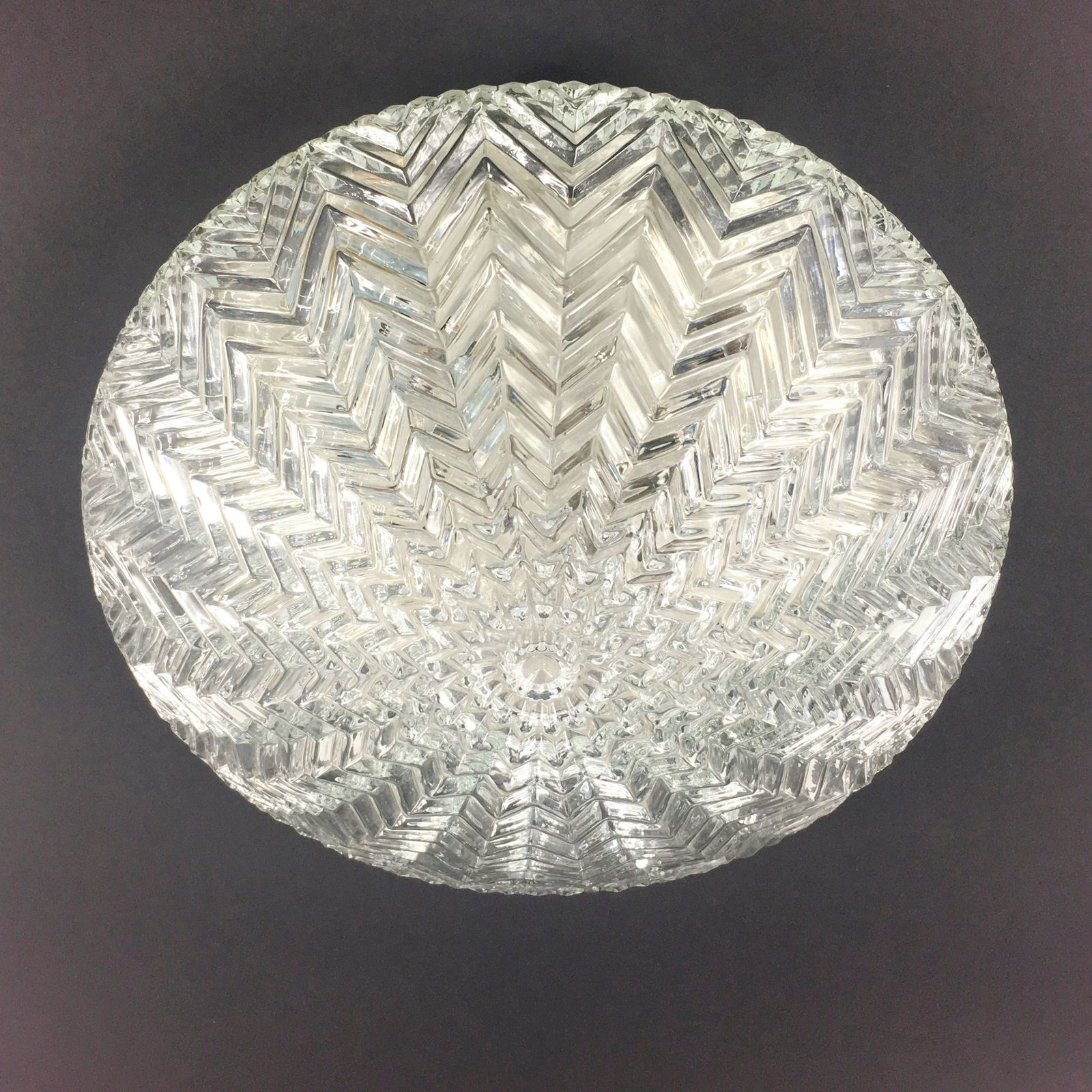 Mid Century/Art Deco Geometric Glass Ceiling Light From Limburg, Germany, 1970s photo for sale