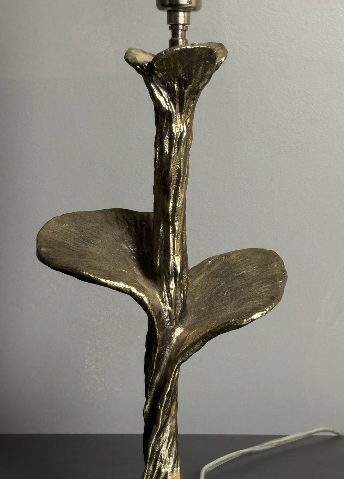 Lampe de table en laiton massif argenté avec abat-jour en tissu cocon, sur mesure, années 1970 photo vinterior