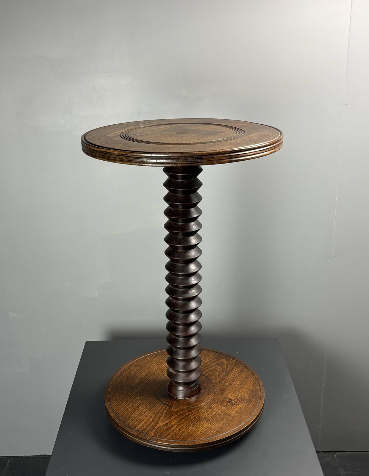 Midcentury Brutalist Wood Turned Side Table In The Style Of Charles Dudouyt photo furniture