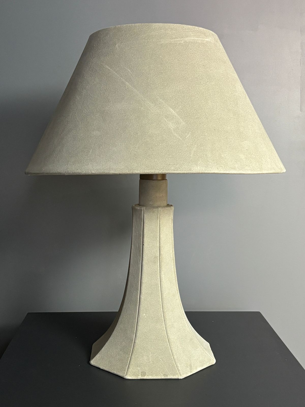 Midcentury Suede Leather Large Mushroom Table Lamp 1960s 1970s photo furniture