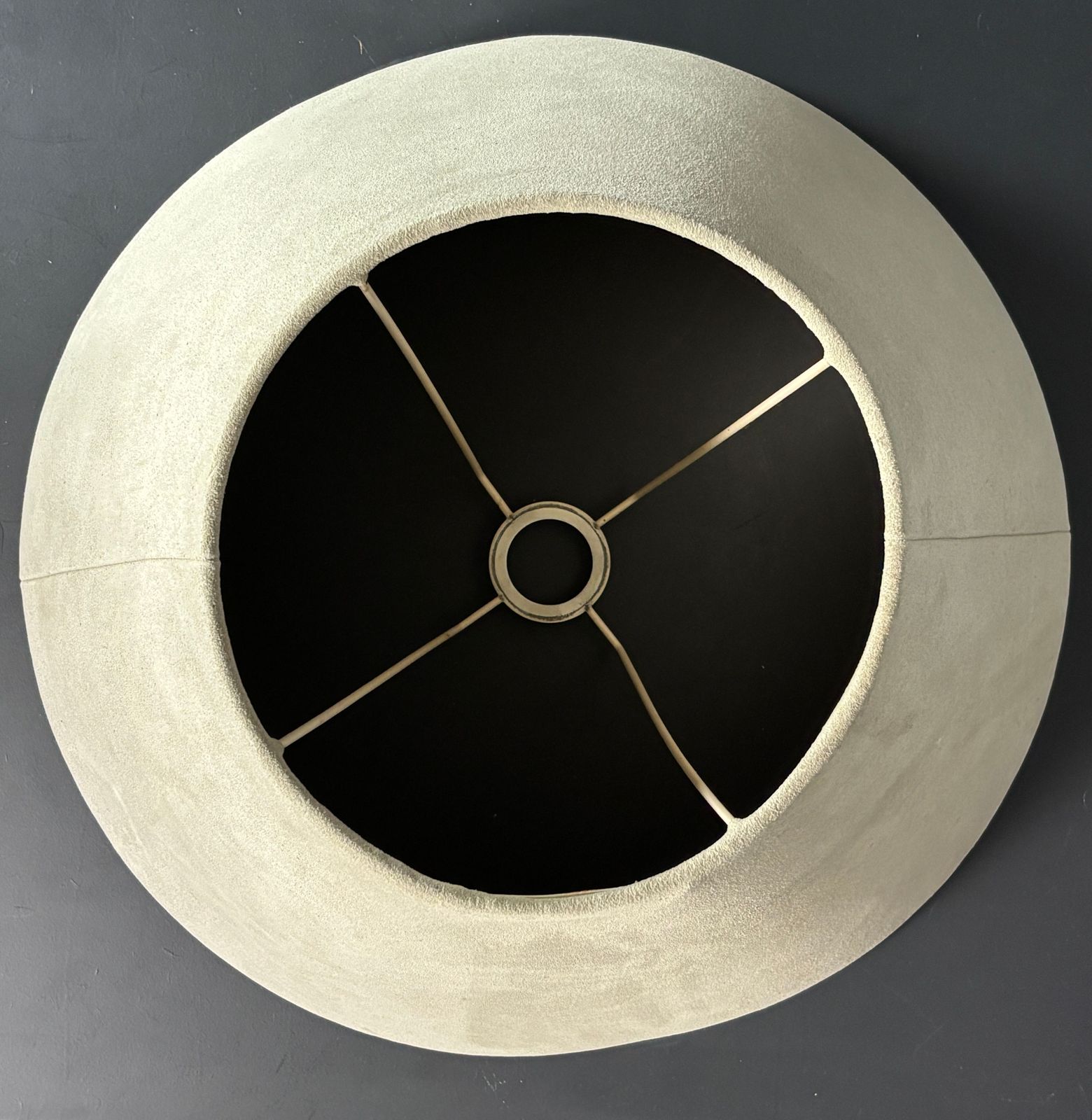 photo vinterior Grande lampe de table mid-century en cuir suédé, couleur champignon, années 1960-1970