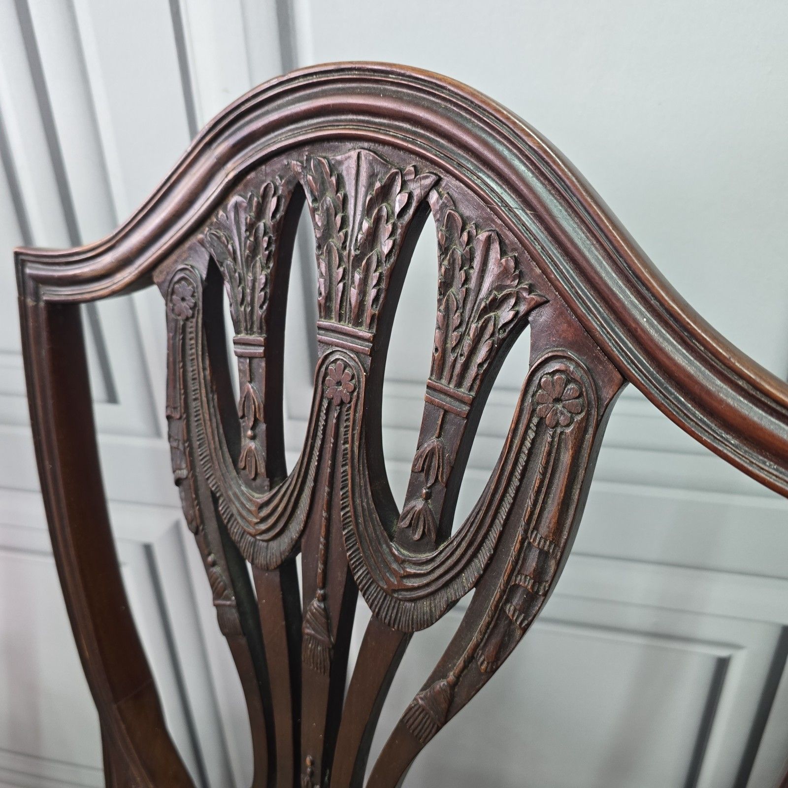photo buy Antique Dining Chairs Set Of 6 Hepplewhite Style Mahogany Shield Back Seats