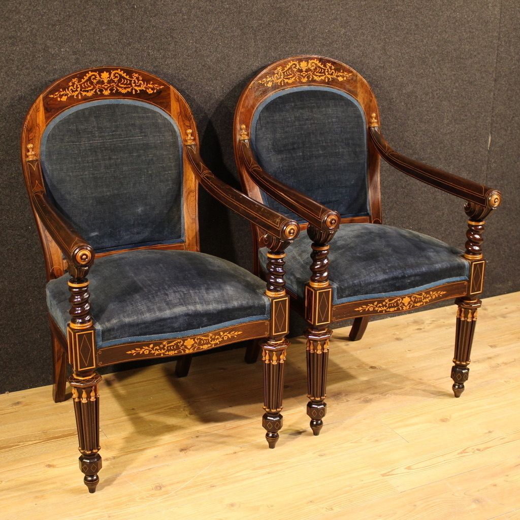 Paire de fauteuils français Charles X, XIXe siècle
