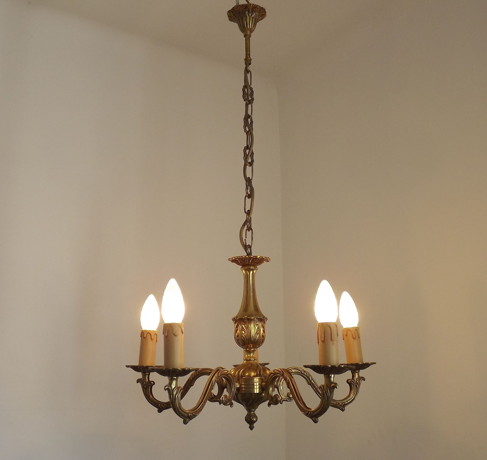 French Bronze Chandelier   Traditionl Mid Century 5 Light Fixture photo furniture
