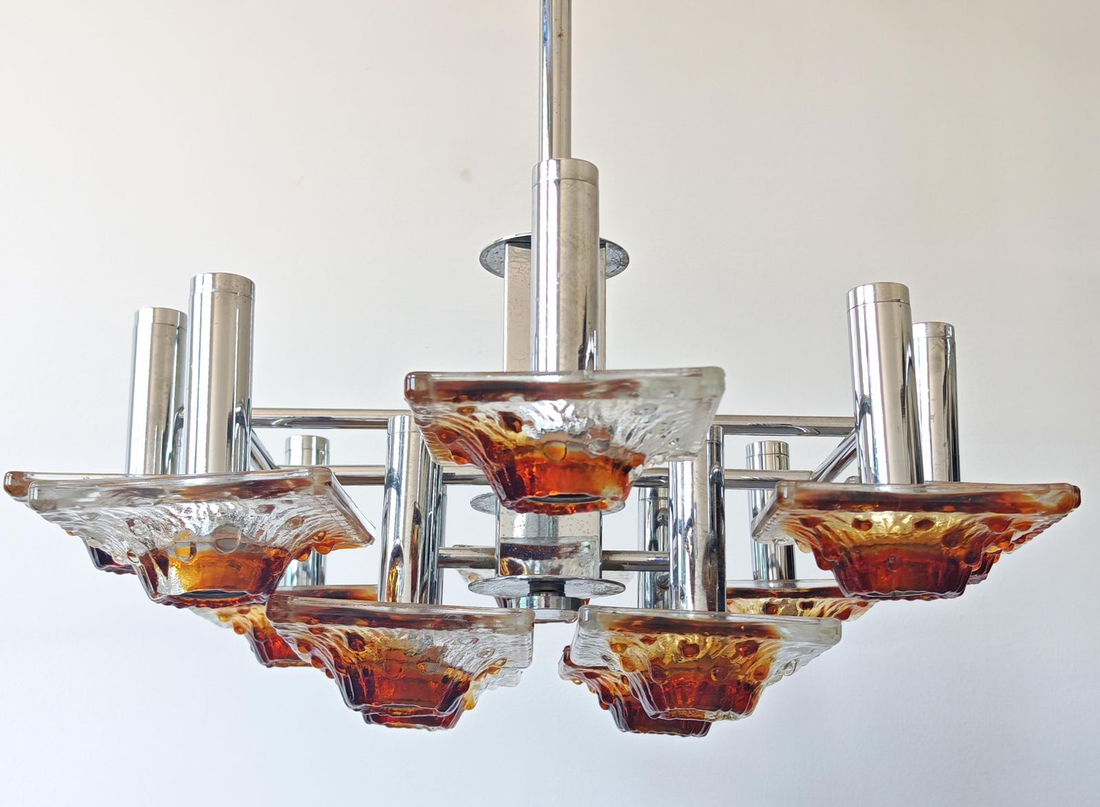 photo buy 12-Lichts Kroonluchter In Getextureerd Muranoglas Van Carlo Nason Voor Av Mazzega