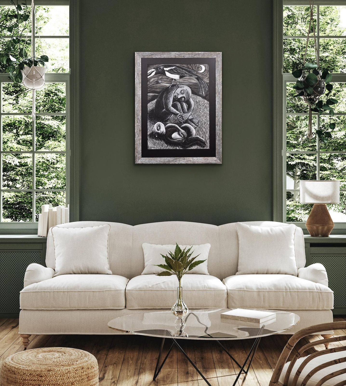 Art The Thief. Framed Late 20th Century Pastel Artwork By Welsh Artist Julian Ruddock B.1965. Symbolist & Expressionist Artistic Styles. photo